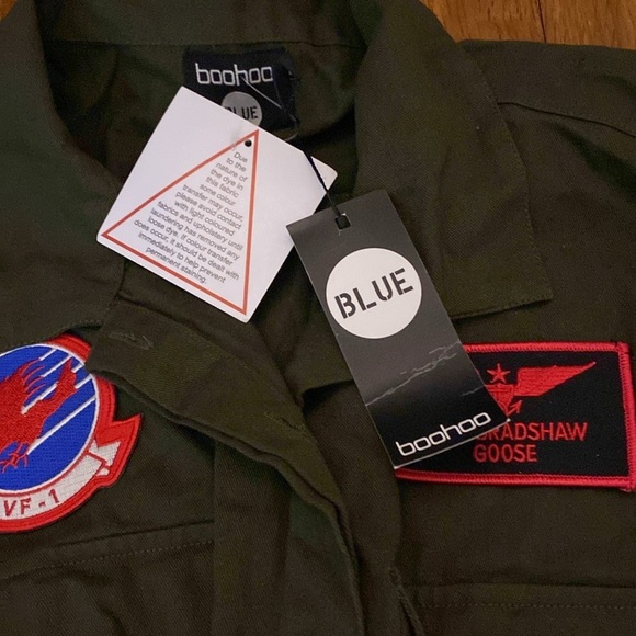 NWT Boohoo Women’s Green Top Gun Pilot Costume Size 8 - Picture 6 of 8